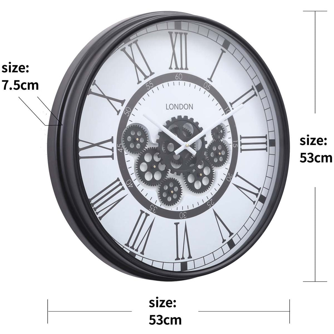 Chilli Decor London Modern Metal Moving Gears Wall Clock White 55cm TQ-Y671 9
