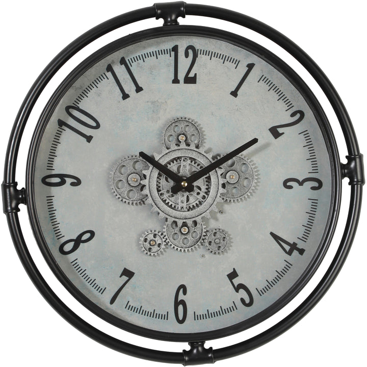 Chilli Decor Louis Industrial Black Metal Moving Gears Wall Clock 46cm TQ-Y749 1
