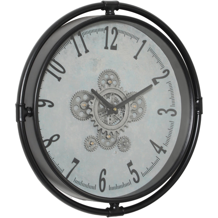 Chilli Decor Louis Industrial Black Metal Moving Gears Wall Clock 46cm TQ-Y749 2