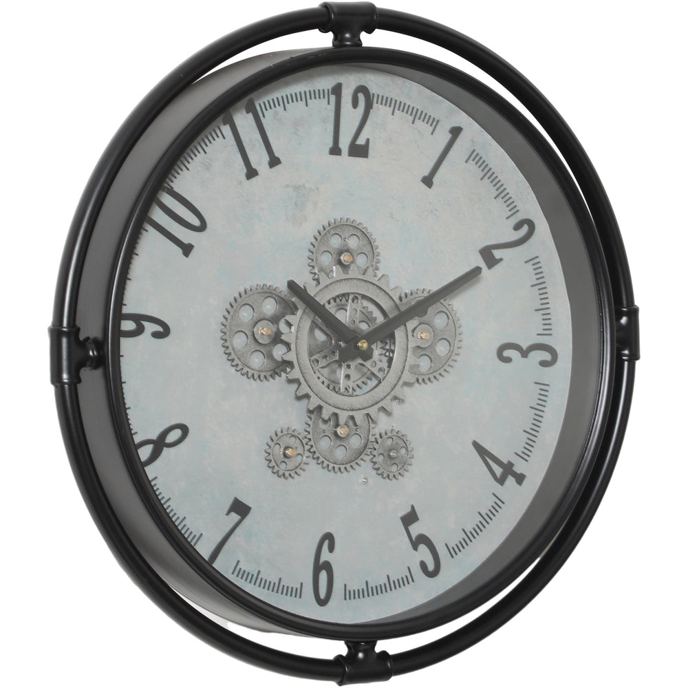 Chilli Decor Louis Industrial Black Metal Moving Gears Wall Clock 46cm TQ-Y749 2