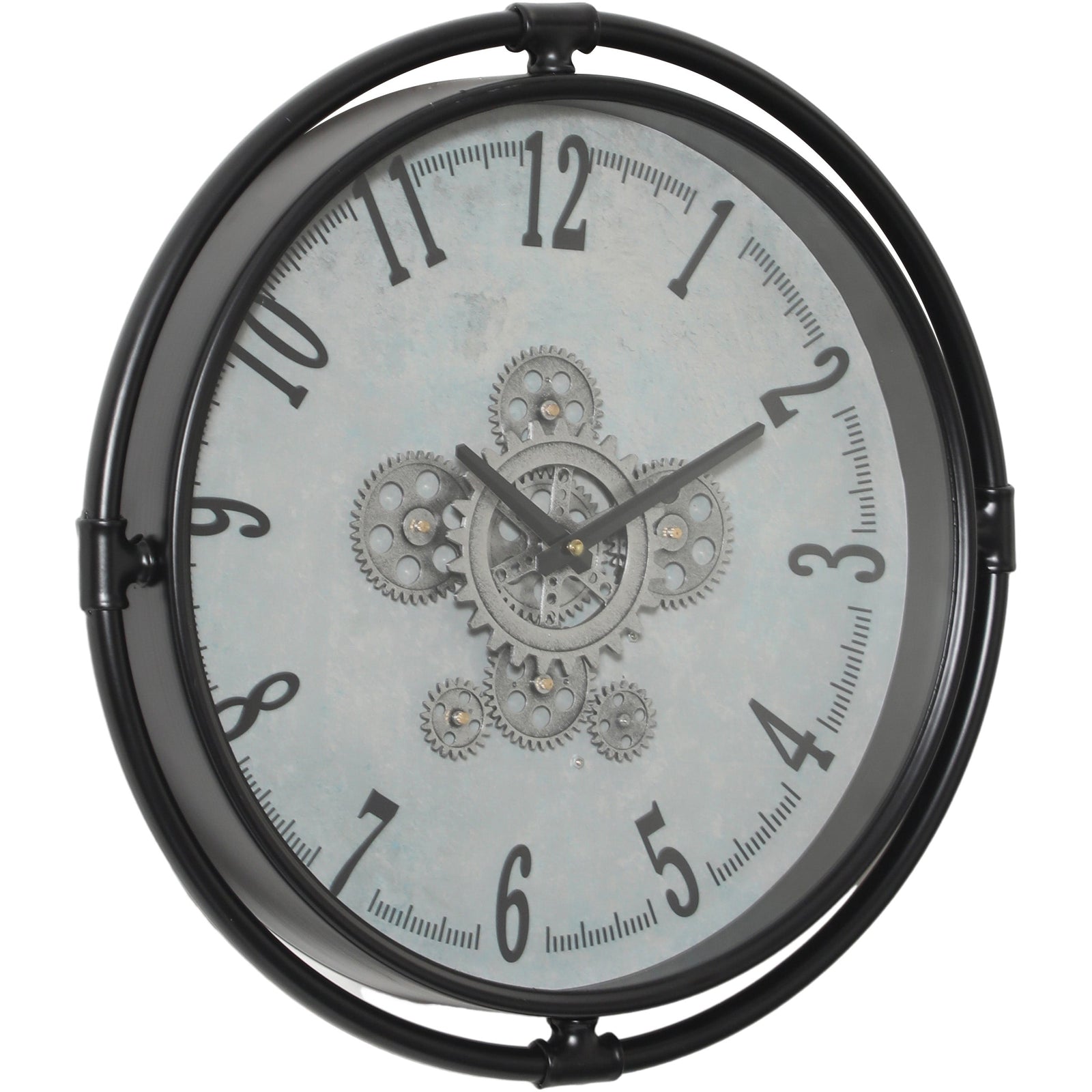 Chilli Decor Louis Industrial Black Metal Moving Gears Wall Clock 46cm TQ-Y749 2