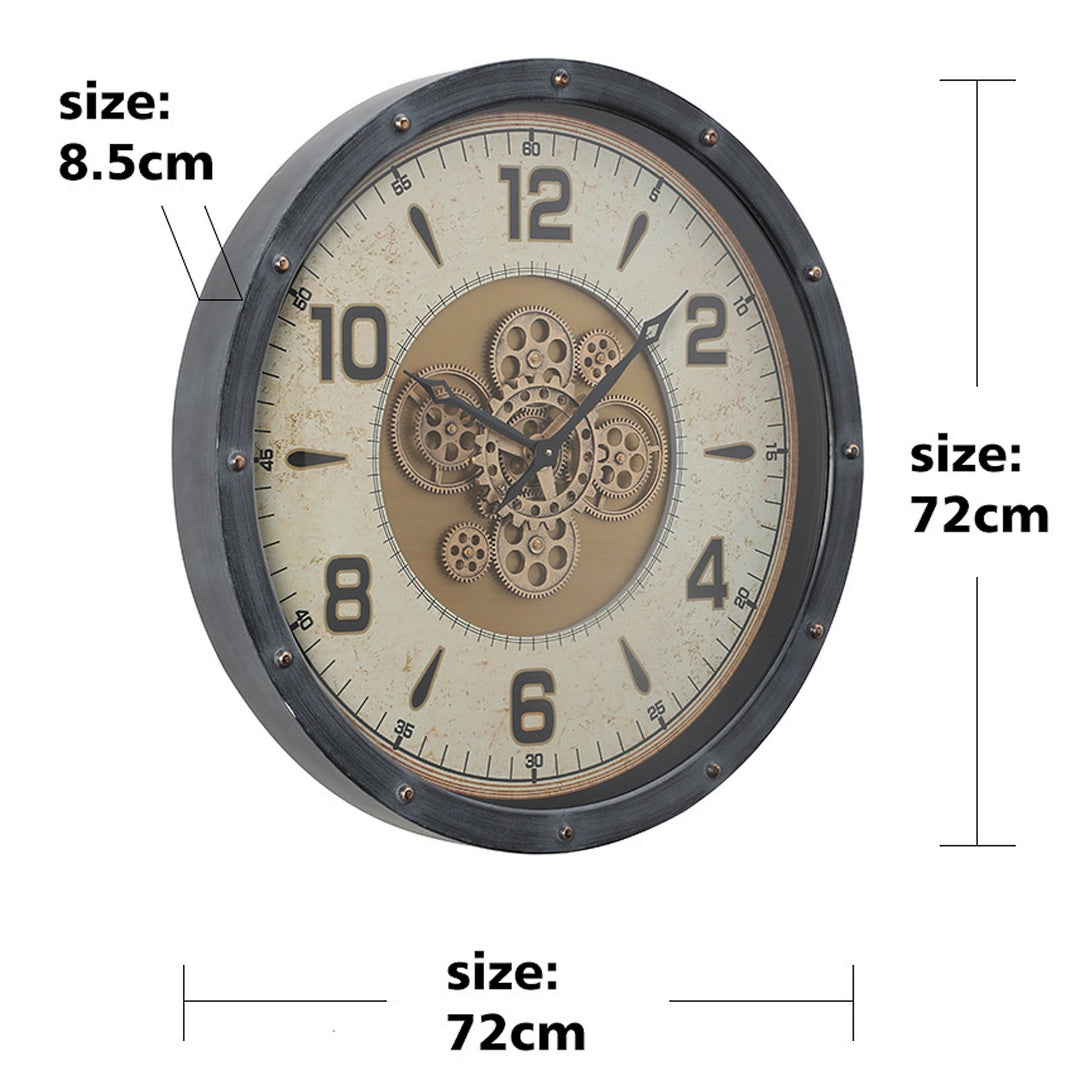 Chilli Decor Magellan Industrial Metal Moving Gears Wall Clock 72cm TQ-Y723 6