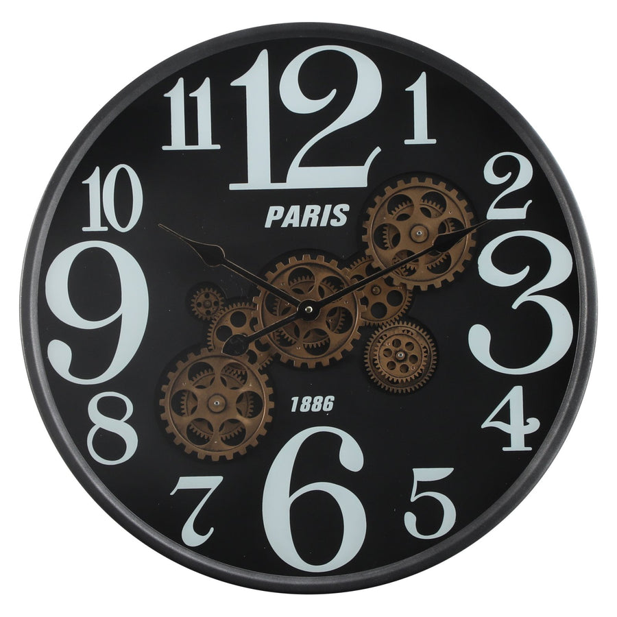 Chilli Decor Modern Paris Industrial Metal Moving Gears Wall Clock 60cm TQ-E03 1