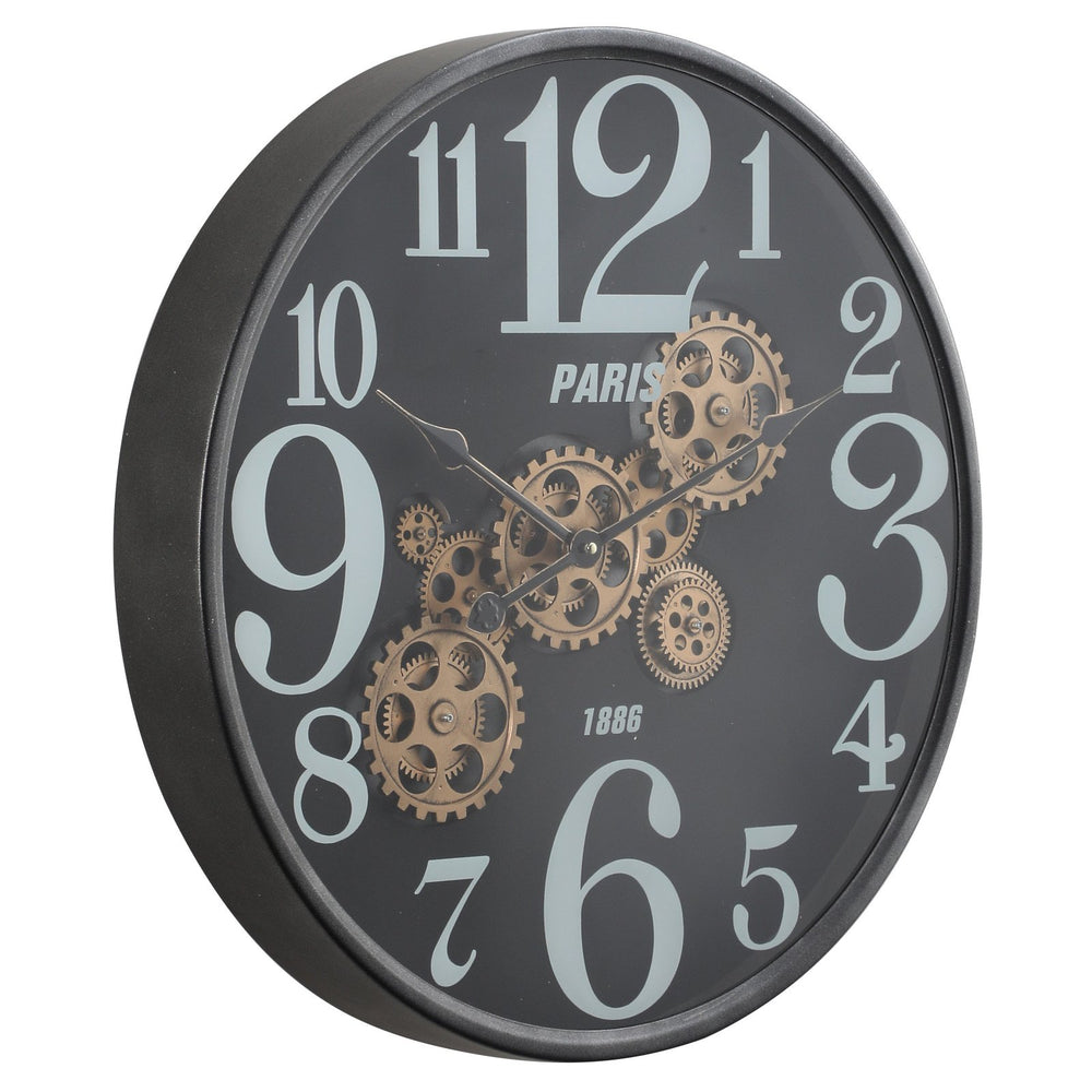 Chilli Decor Modern Paris Industrial Metal Moving Gears Wall Clock 60cm TQ-E03 2