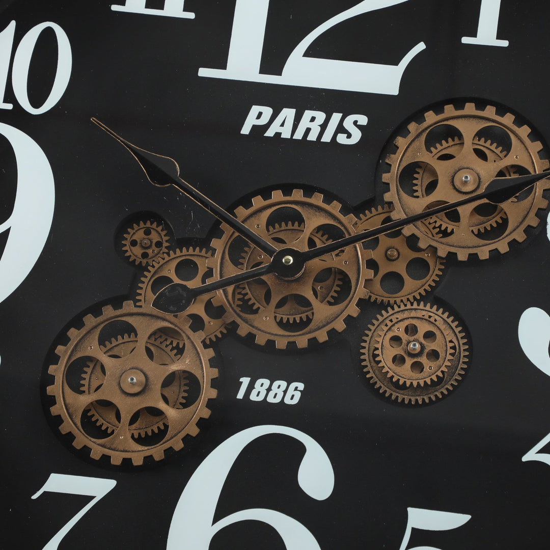 Chilli Decor Modern Paris Industrial Metal Moving Gears Wall Clock 60cm TQ-E03 3