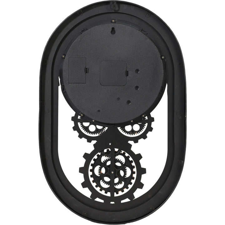 Chilli Decor Newman Oval Black Metal Moving Gears Wall Clock 57cm TQ-Y763 5