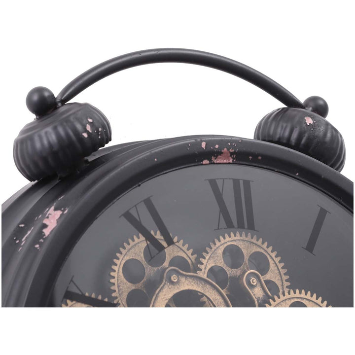 Chilli Decor Newton Distressed Black Metal Moving Gears Desk Clock 45cm TQ-Y588 5