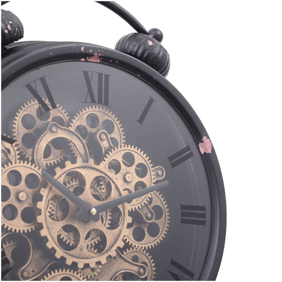 Chilli Decor Newton Distressed Black Metal Moving Gears Desk Clock 45cm TQ-Y588 6