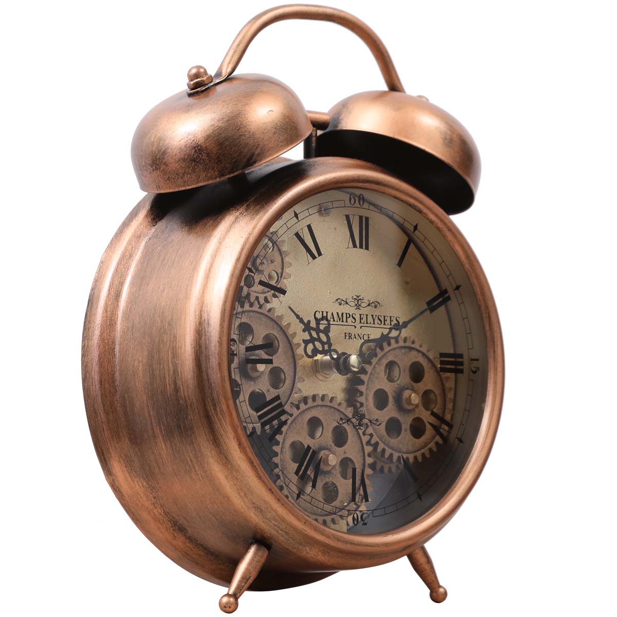 Buy Newton Twin Bell Moving Gears Desk Clock Copper 25cm Online – Oh Clocks