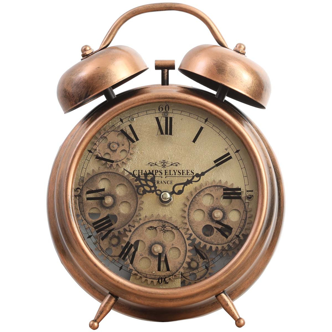 Chilli Decor Newton Twin Bell Moving Gears Desk Clock Copper 25cm TQ-Y629A 2