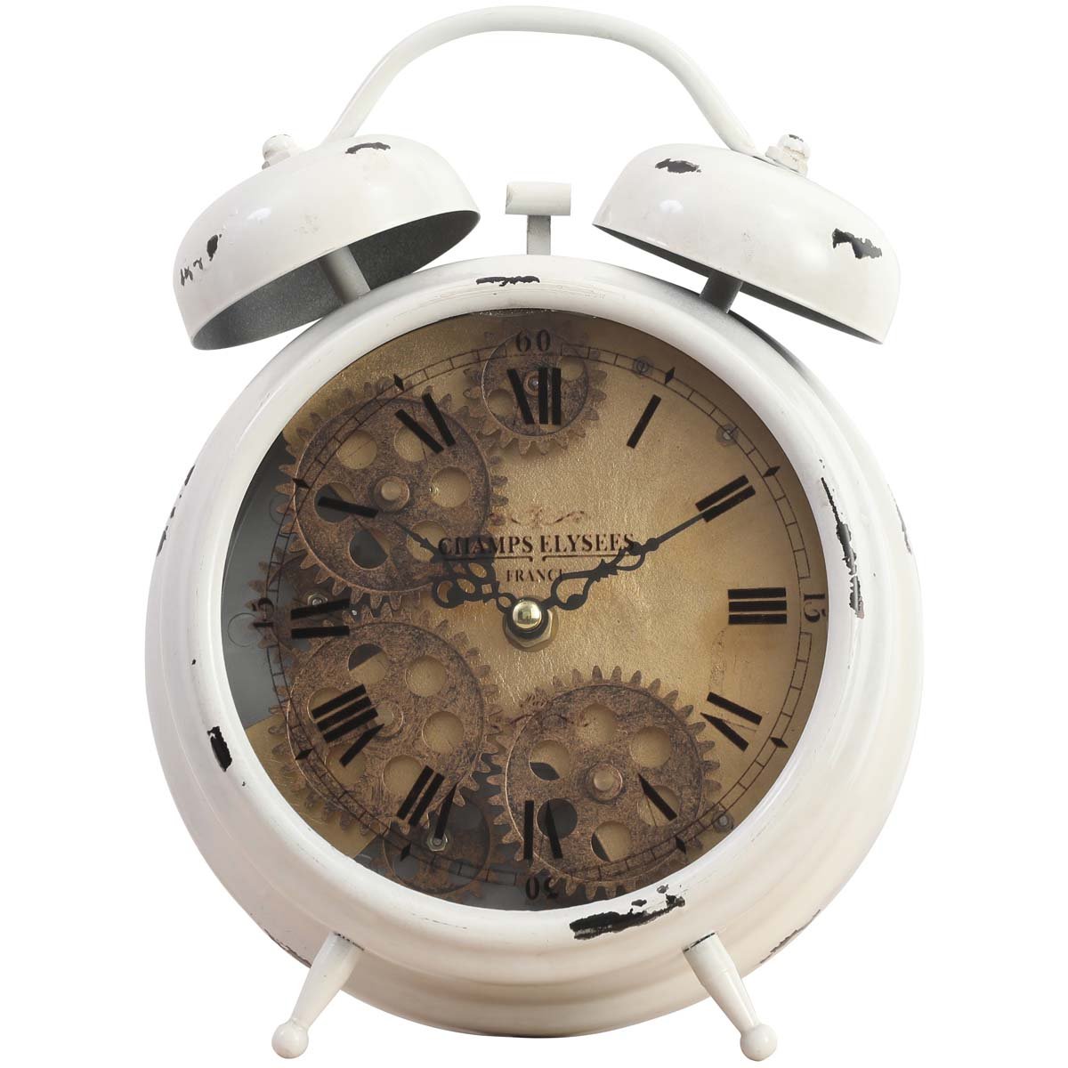 Chilli Decor Newton Twin Bell Moving Gears Desk Clock White 25cm TQ-Y629B 3