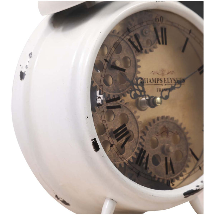 Chilli Decor Newton Twin Bell Moving Gears Desk Clock White 25cm TQ-Y629B 5