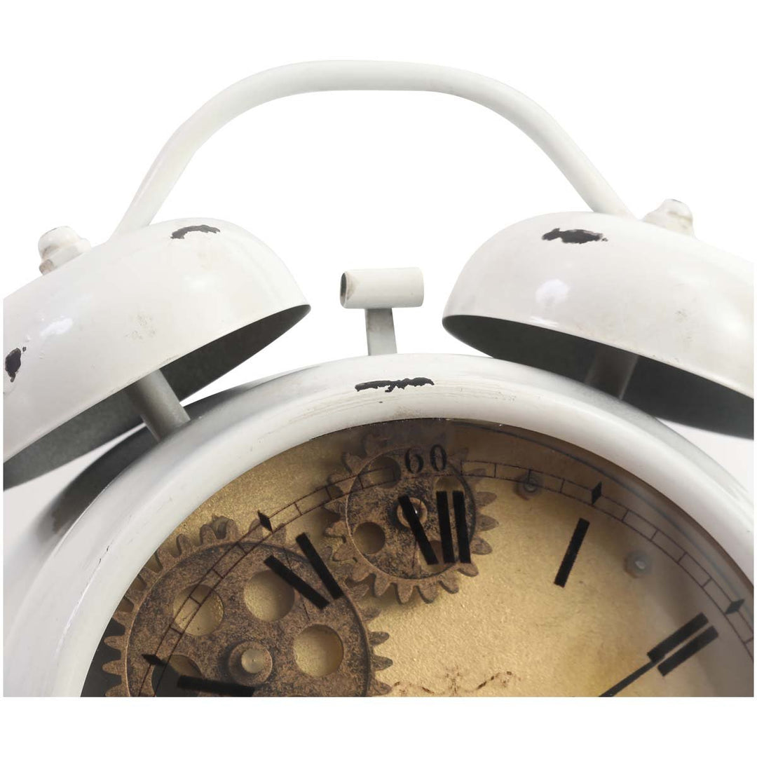 Chilli Decor Newton Twin Bell Moving Gears Desk Clock White 25cm TQ-Y629B 8