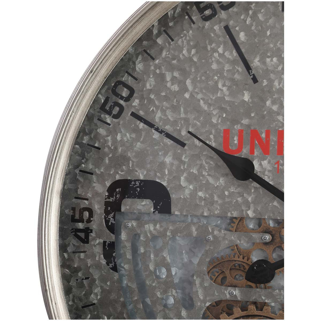 Chilli Decor Paris Union Hotel Silver Metal Moving Gears Wall Clock 60cm TQ-Y663 4