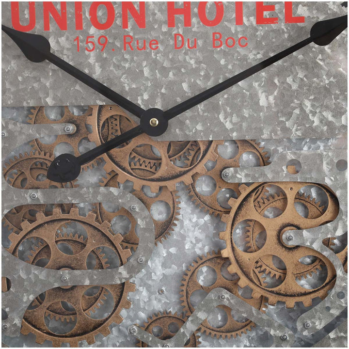 Chilli Decor Paris Union Hotel Silver Metal Moving Gears Wall Clock 60cm TQ-Y663 5