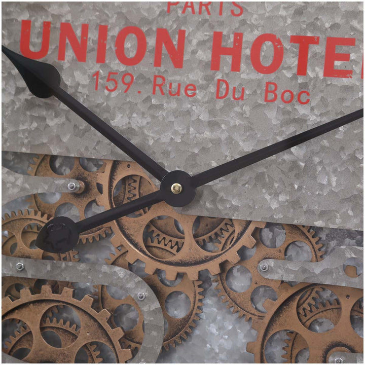 Chilli Decor Paris Union Hotel Silver Metal Moving Gears Wall Clock 60cm TQ-Y663 6