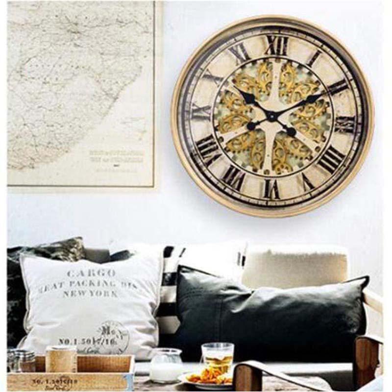 Chilli Decor Ragnar Industrial Gold Wash Metal Moving Gears Wall Clock 60cm TQ-Y616 4