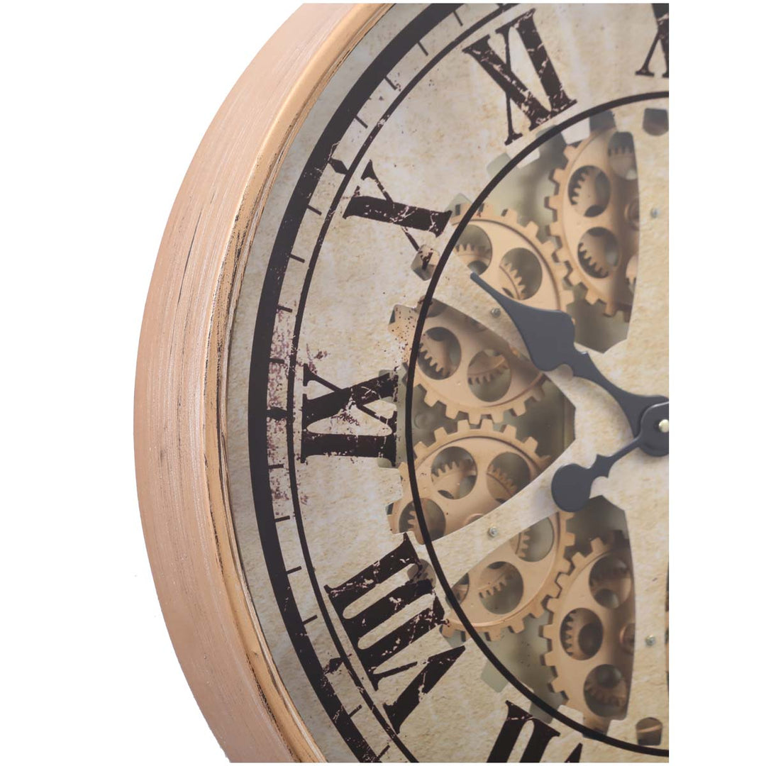 Chilli Decor Ragnar Industrial Gold Wash Metal Moving Gears Wall Clock 60cm TQ-Y616 6