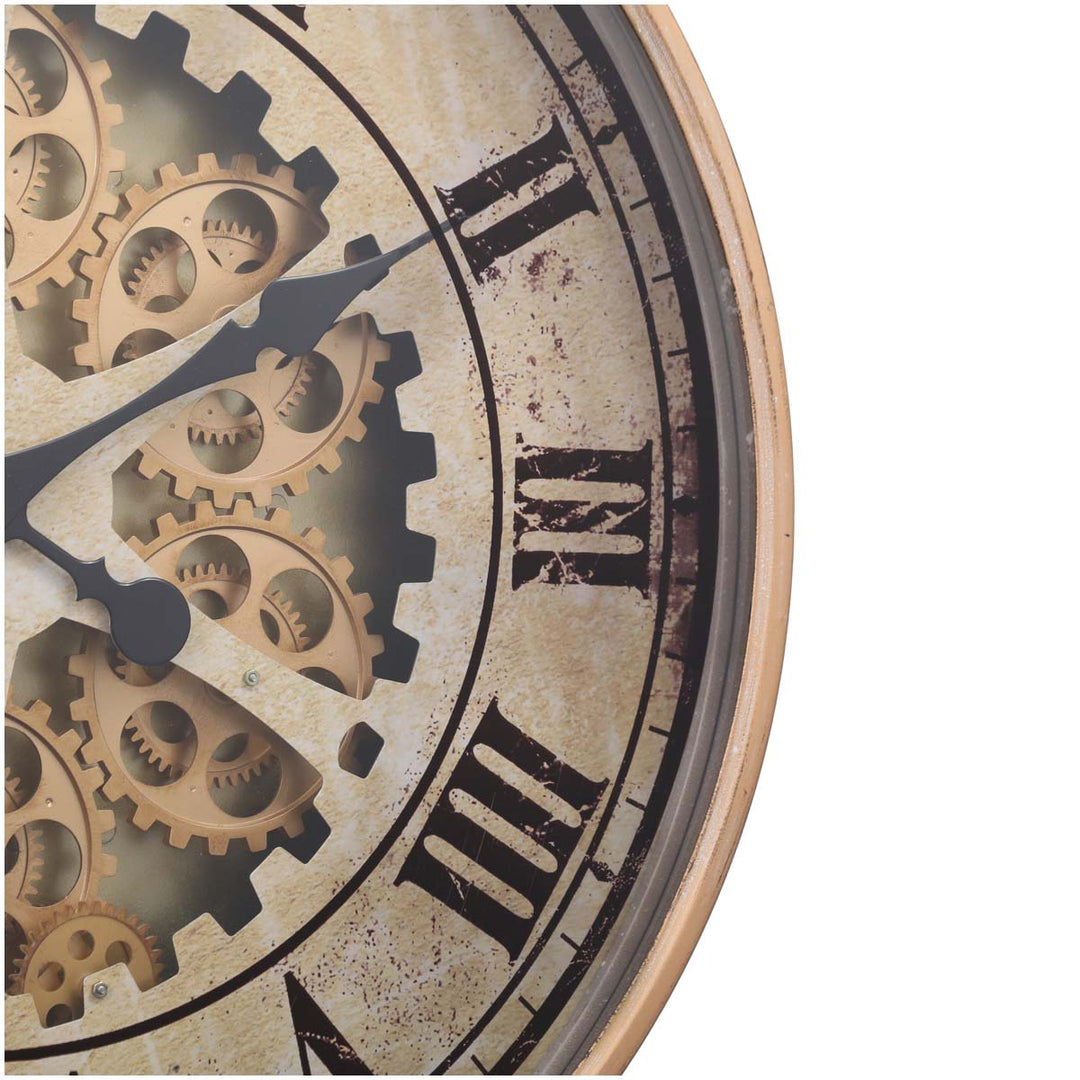 Chilli Decor Ragnar Industrial Gold Wash Metal Moving Gears Wall Clock 60cm TQ-Y616 7