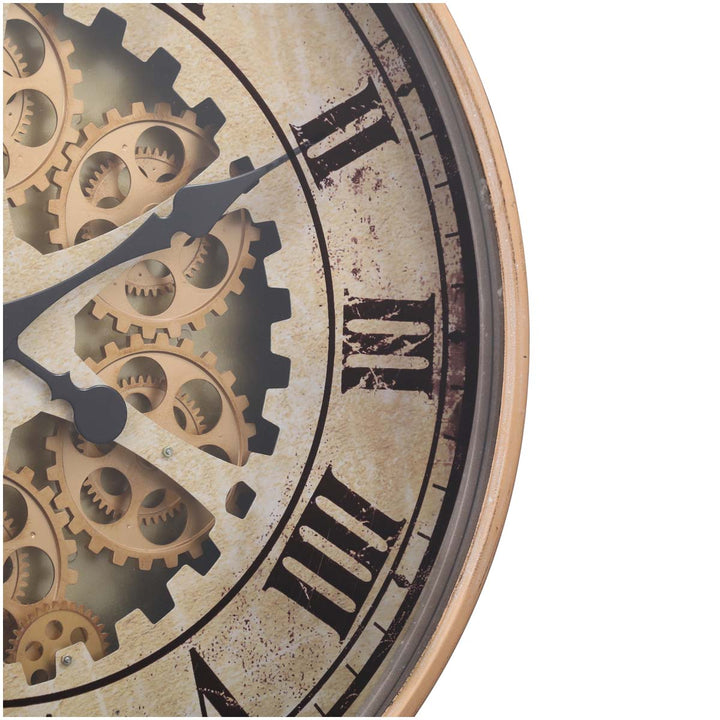 Chilli Decor Ragnar Industrial Gold Wash Metal Moving Gears Wall Clock 60cm TQ-Y616 7