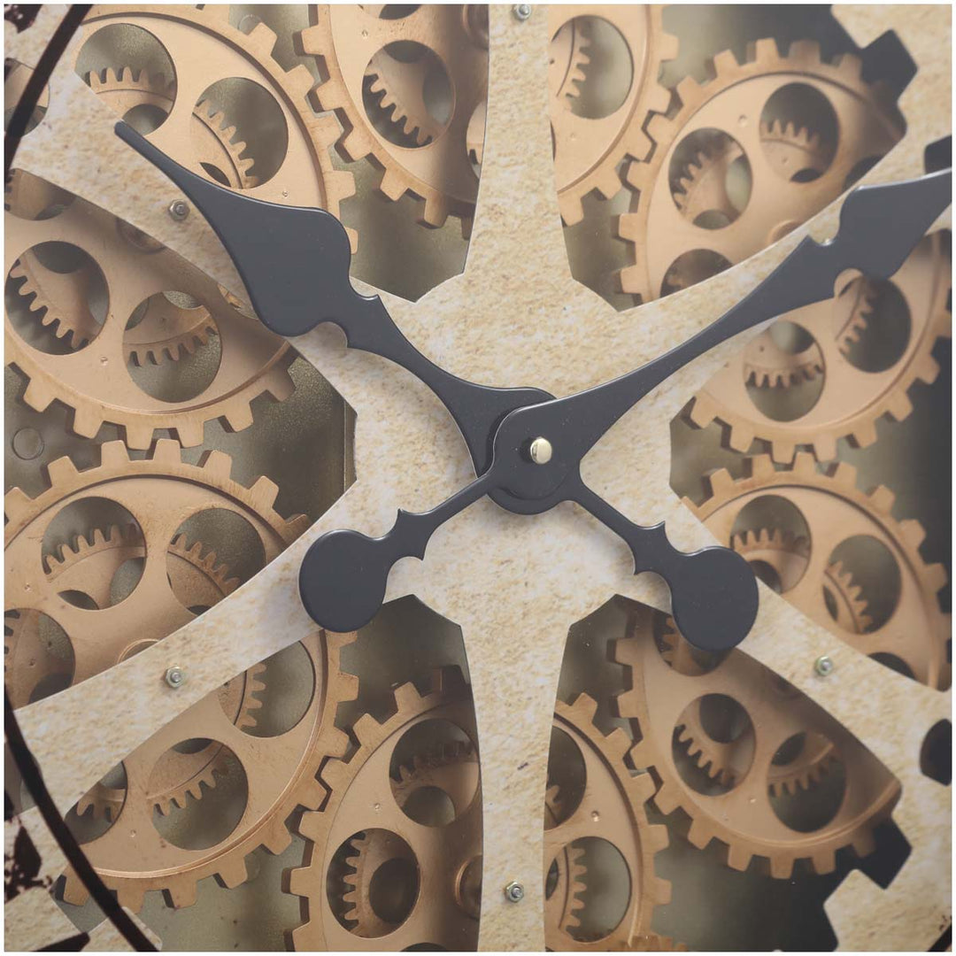 Chilli Decor Ragnar Industrial Gold Wash Metal Moving Gears Wall Clock 60cm TQ-Y616 9