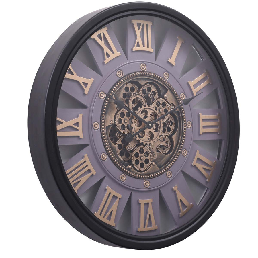 Chilli Decor Ramon Industrial Black Framed Metal Moving Gears Wall Clock 72cm TQ-Y703 1