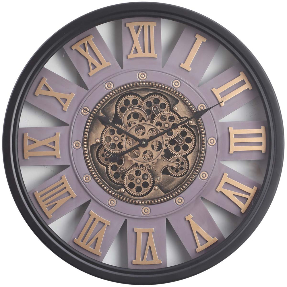 Chilli Decor Ramon Industrial Black Framed Metal Moving Gears Wall Clock 72cm TQ-Y703 3