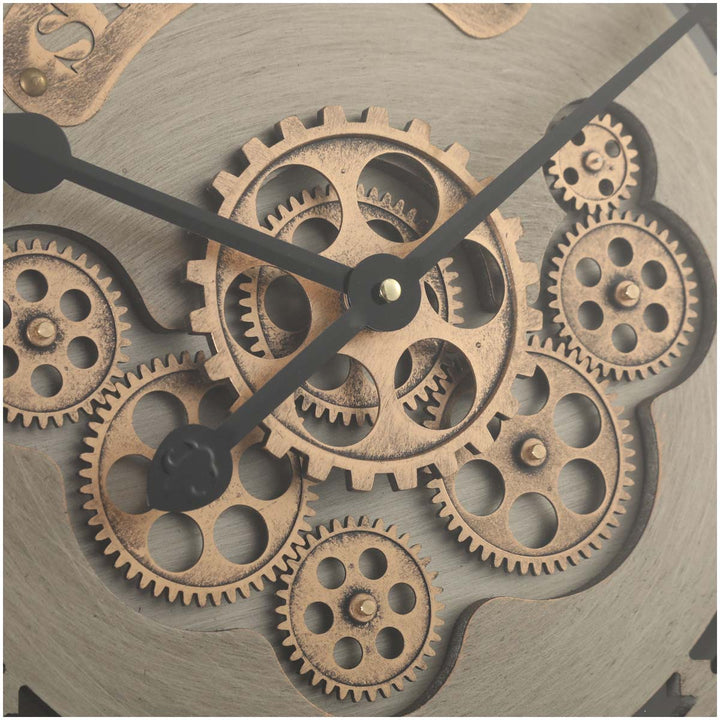 Chilli Decor Spin Time Industrial Brushed Metal Moving Gears Wall Clock 60cm TQ-Y664 5