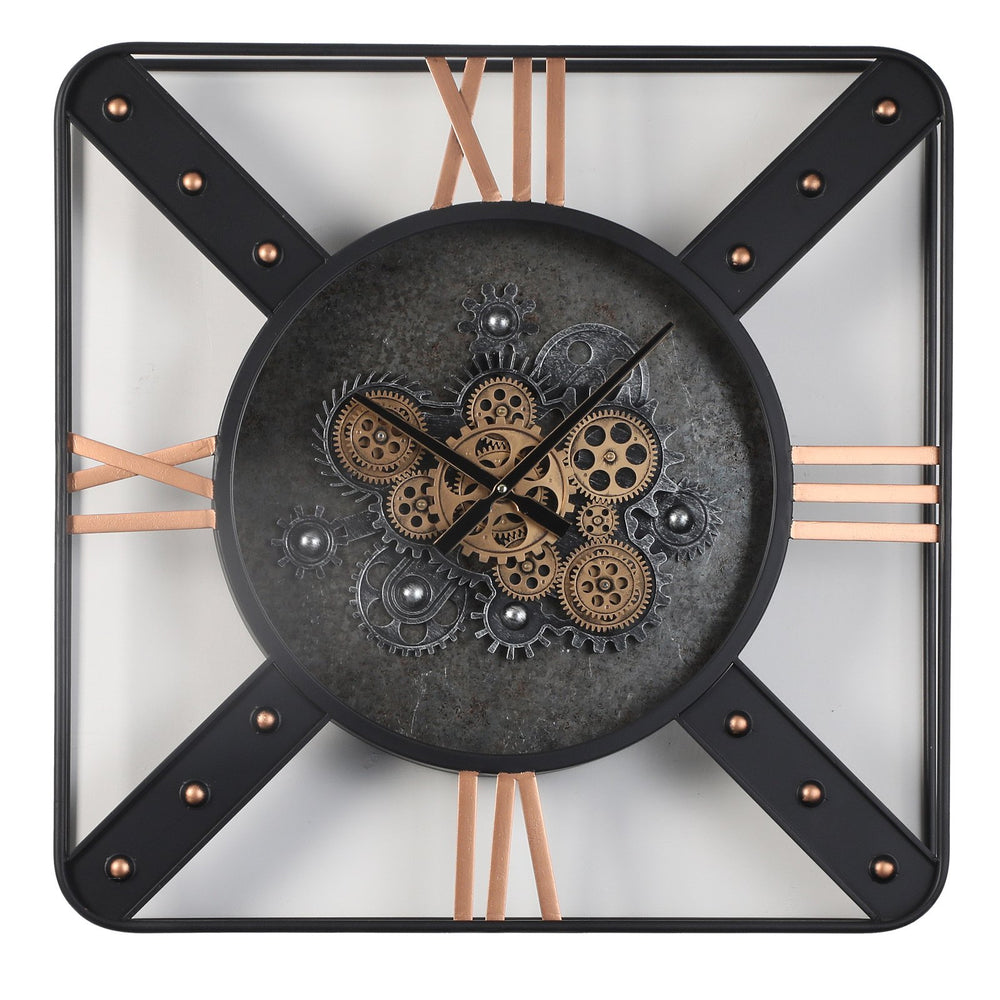 Chilli Decor Square Trafalgar Metal Moving Gears Wall Clock 71cm TQ-E01 1