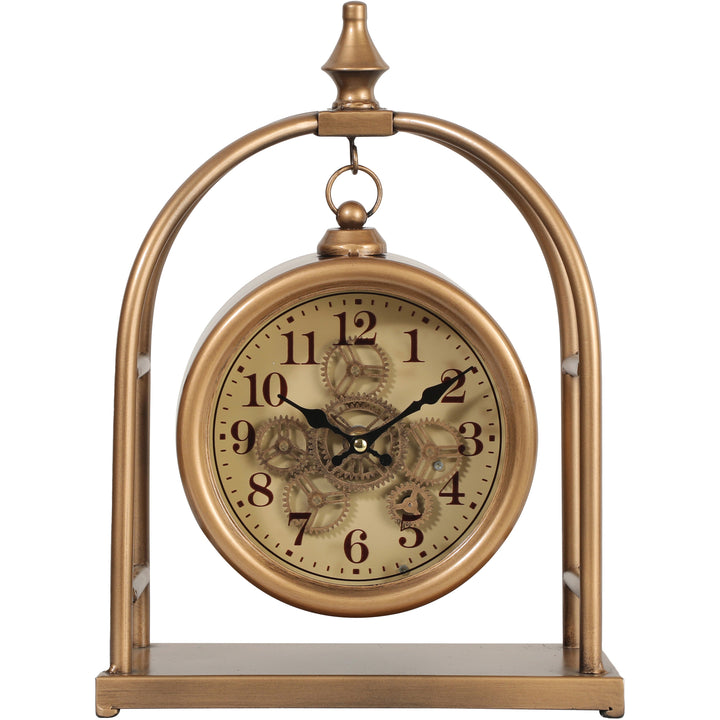Chilli Decor St. Basil Gold Metal Moving Gears Hanging Bedside Desk Clock 55cm TQ-Y758 1
