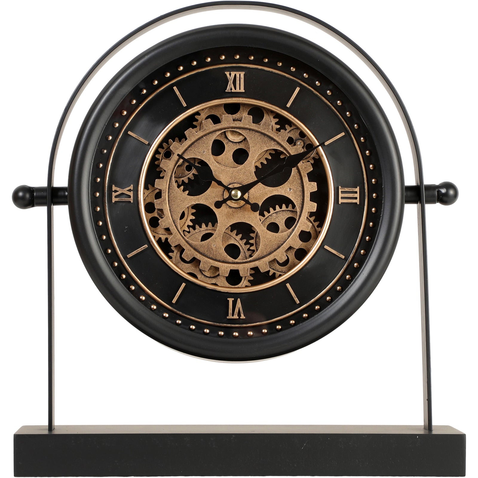 Chilli Decor St. John Black Metal Moving Gears Bedside Floating Desk Clock 35cm TQ-Y760 1