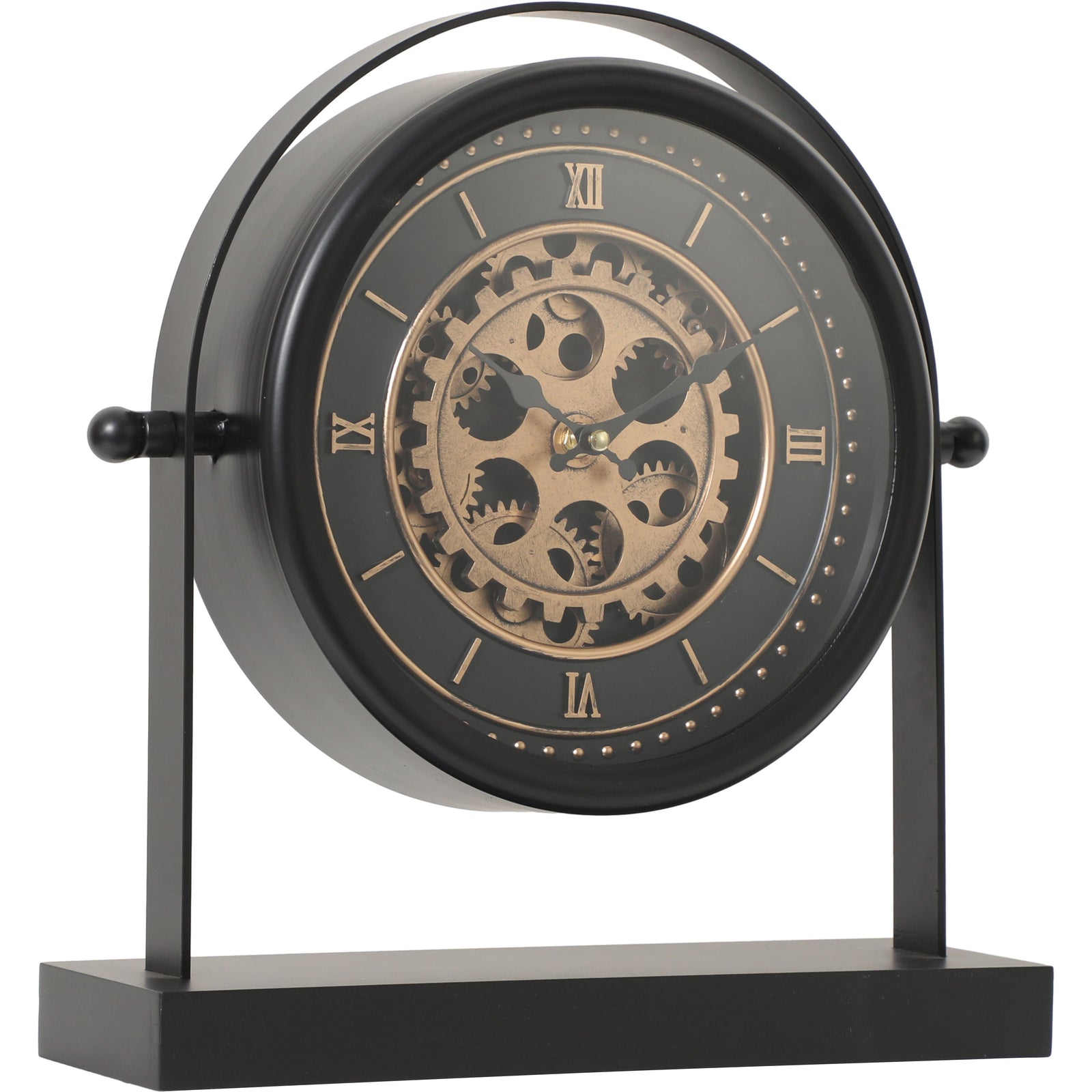 Chilli Decor St. John Black Metal Moving Gears Bedside Floating Desk Clock 35cm TQ-Y760 2