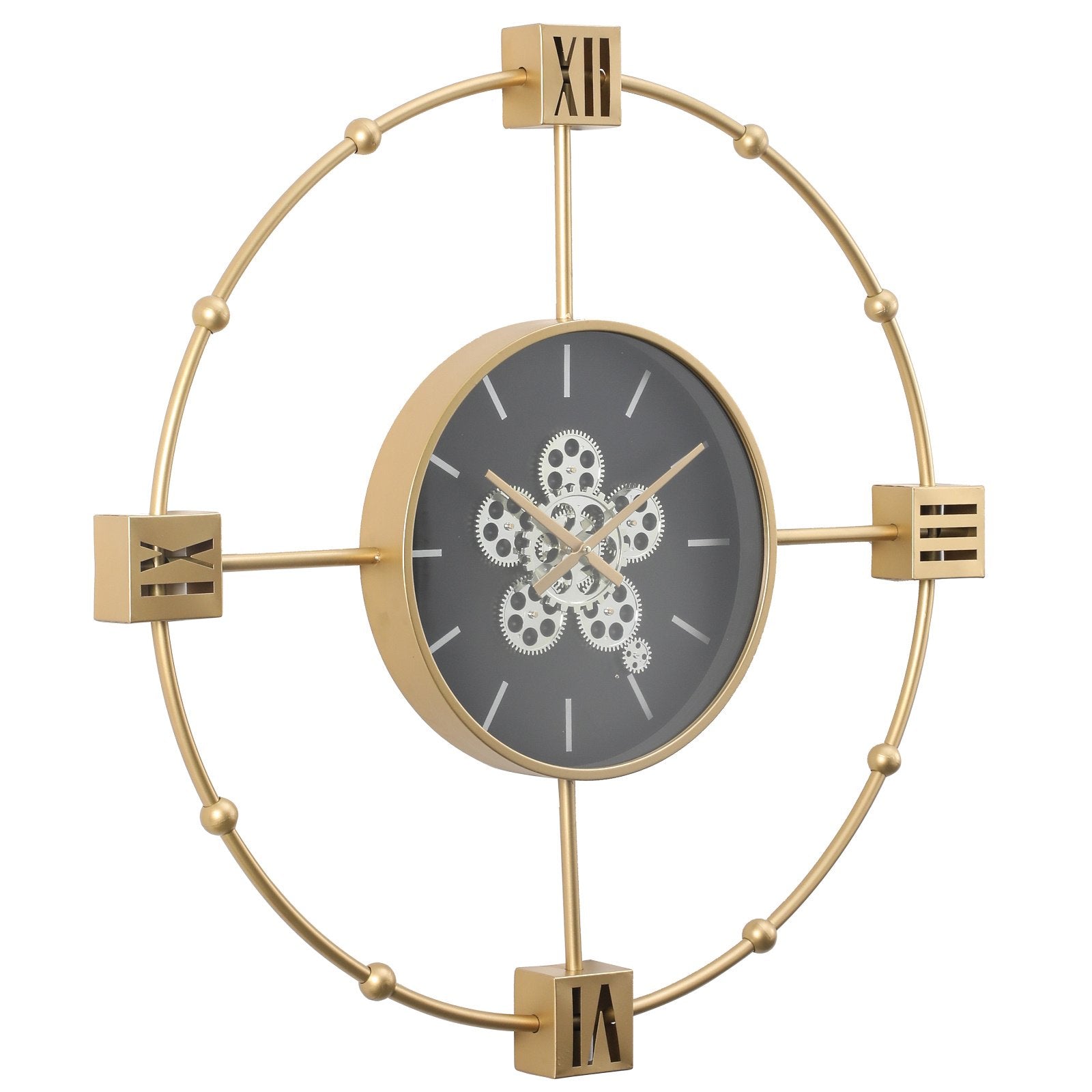 Chilli Decor Tiffany Industrial Metal Moving Gears Wall Clock 98cm TQ-E02 2