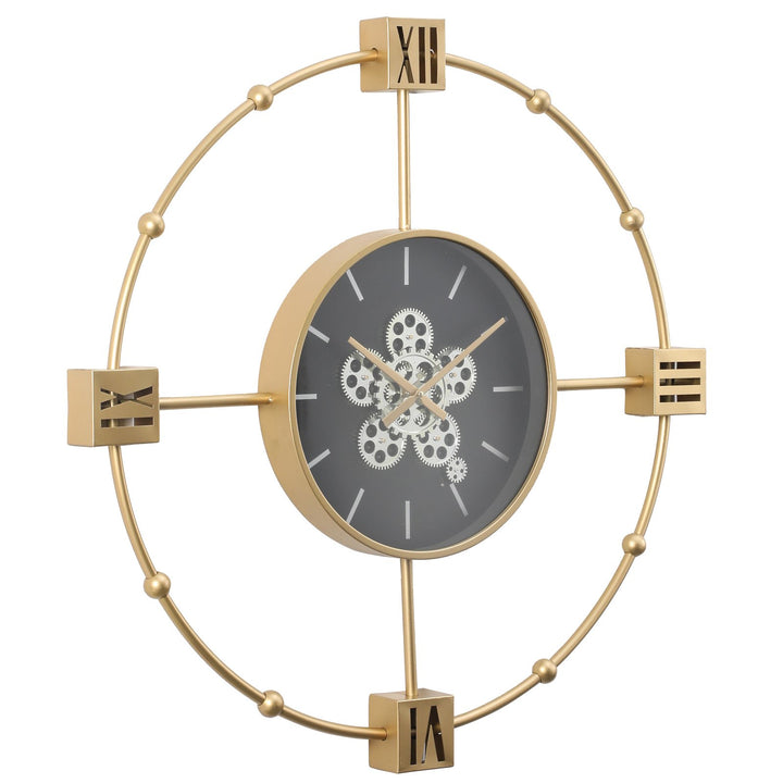 Chilli Decor Tiffany Industrial Metal Moving Gears Wall Clock 98cm TQ-E02 2