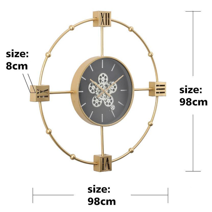 Chilli Decor Tiffany Industrial Metal Moving Gears Wall Clock 98cm TQ-E02 6