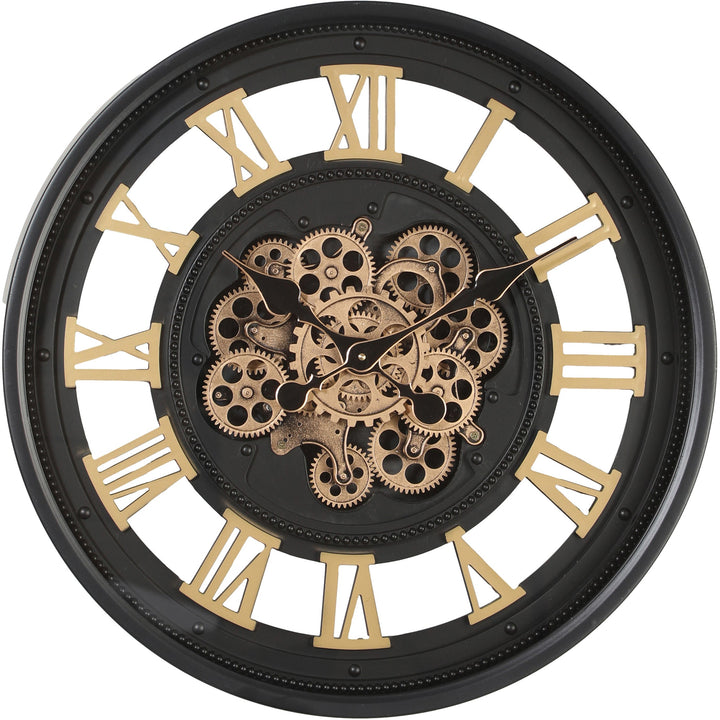Chilli Decor Valentino Black Metal Moving Gears Wall Clock 60cm TQ-Y755 1