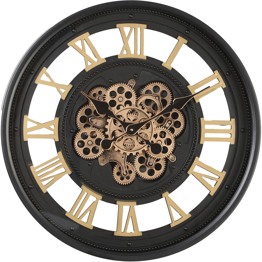 Chilli Decor Valentino Black Metal Moving Gears Wall Clock 60cm TQ-Y755 1