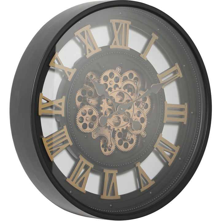 Chilli Decor Valentino Black Metal Moving Gears Wall Clock 60cm TQ-Y755 2