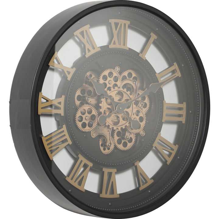 Chilli Decor Valentino Black Metal Moving Gears Wall Clock 60cm TQ-Y755 3