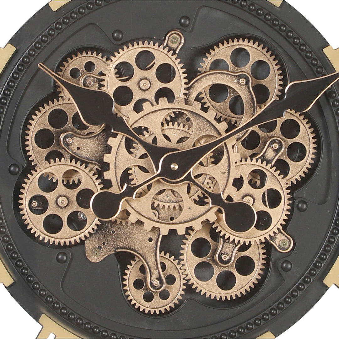 Chilli Decor Valentino Black Metal Moving Gears Wall Clock 60cm TQ-Y755 4