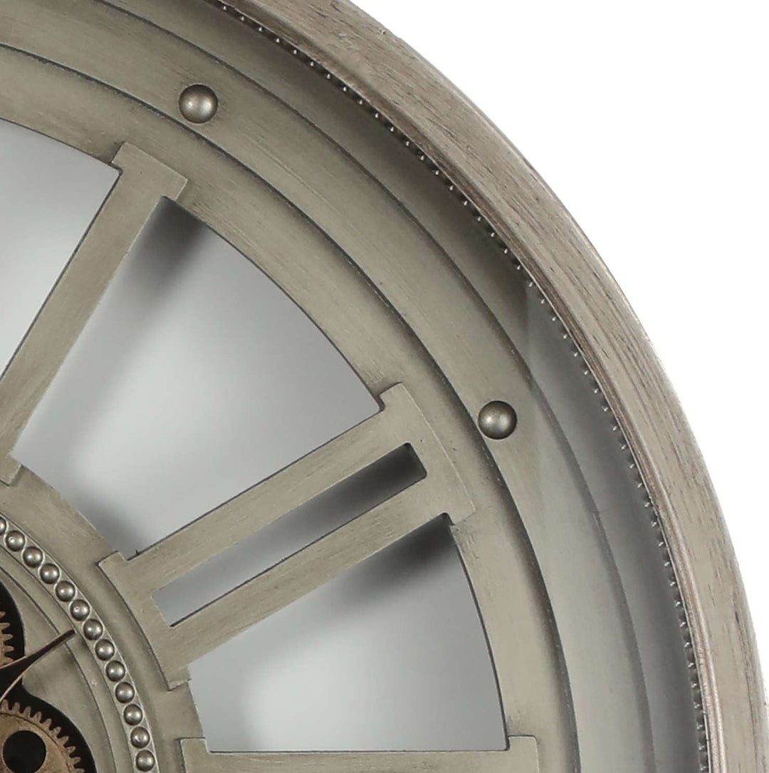 Chilli Decor Valentino Industrial Silver Metal Moving Gears Wall Clock 80cm TQ-Y746 2