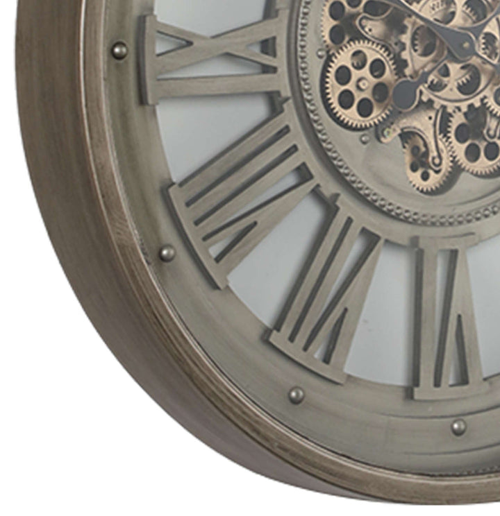 Chilli Decor Valentino Industrial Silver Metal Moving Gears Wall Clock 80cm TQ-Y746 3