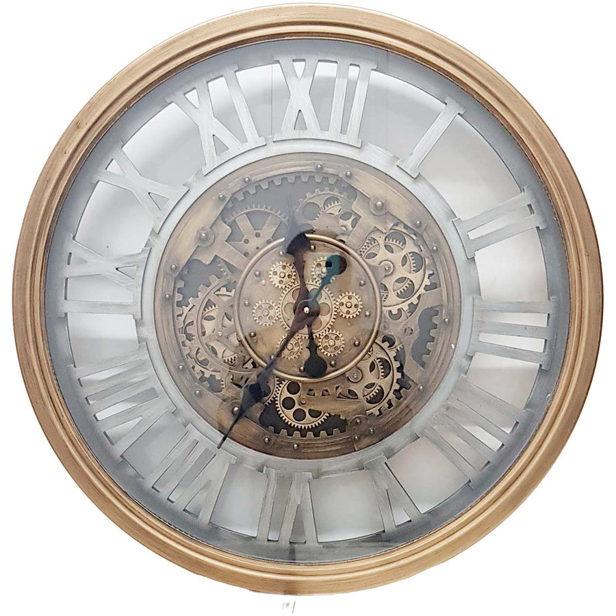 Chilli Decor Venitian Classic Gold Silver Metal Moving Gears Wall Clock 72cm TQ-Y662 1