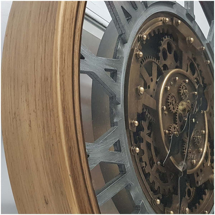 Chilli Decor Venitian Classic Gold Silver Metal Moving Gears Wall Clock 72cm TQ-Y662 2