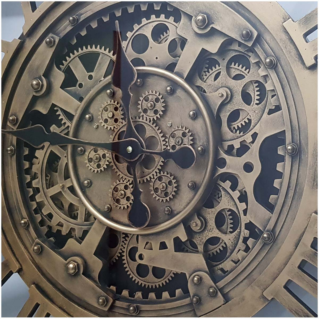 Chilli Decor Venitian Classic Gold Silver Metal Moving Gears Wall Clock 72cm TQ-Y662 3