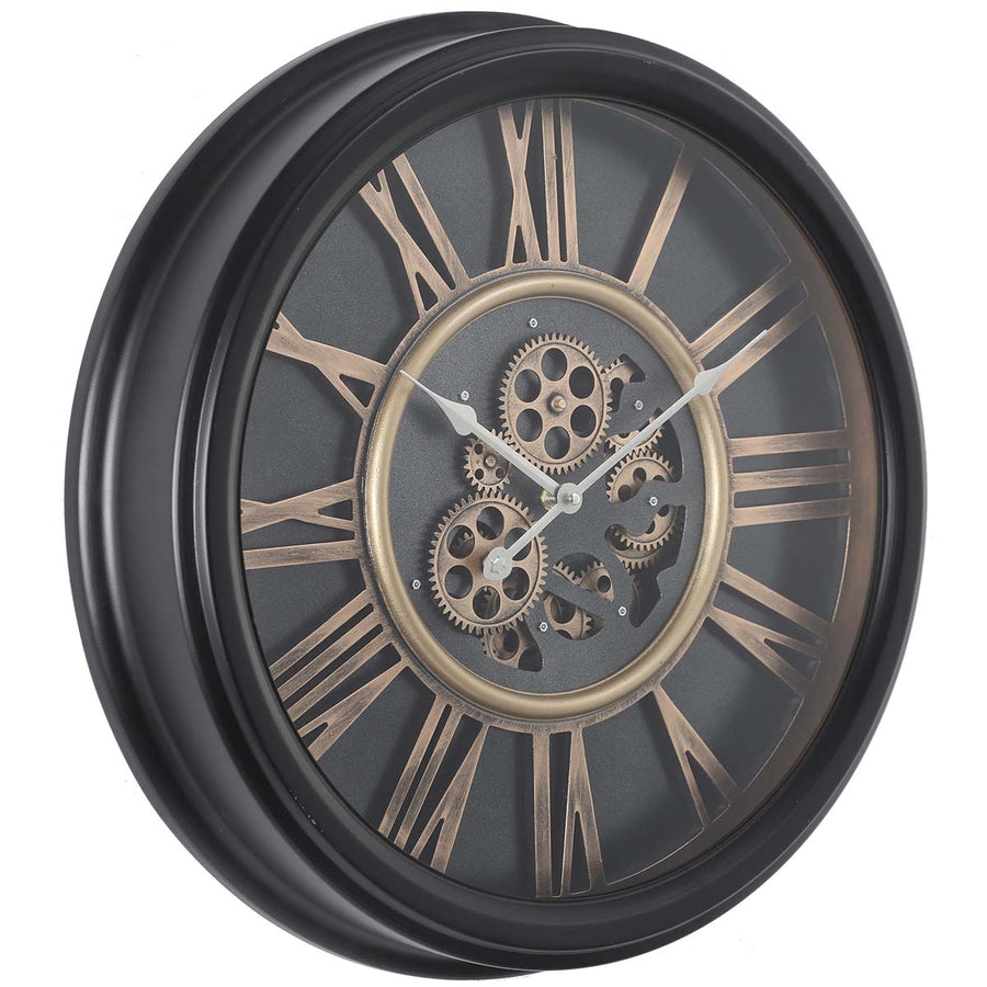 Chilli Decor William Black Bronze Metal Moving Gears Wall Clock 52cm TQ-Y672 1