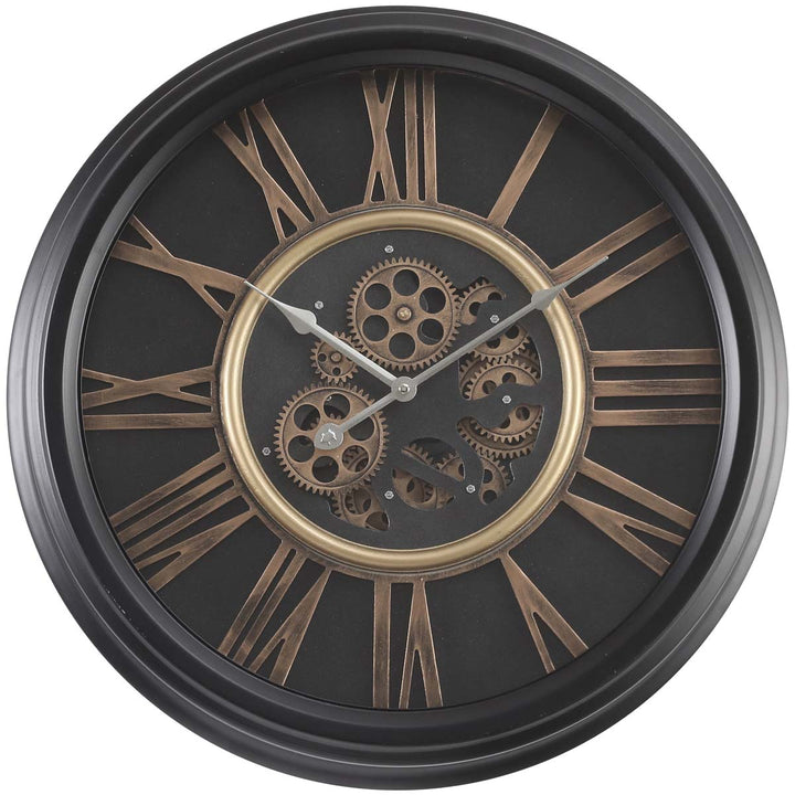 Chilli Decor William Black Bronze Metal Moving Gears Wall Clock 52cm TQ-Y672 2