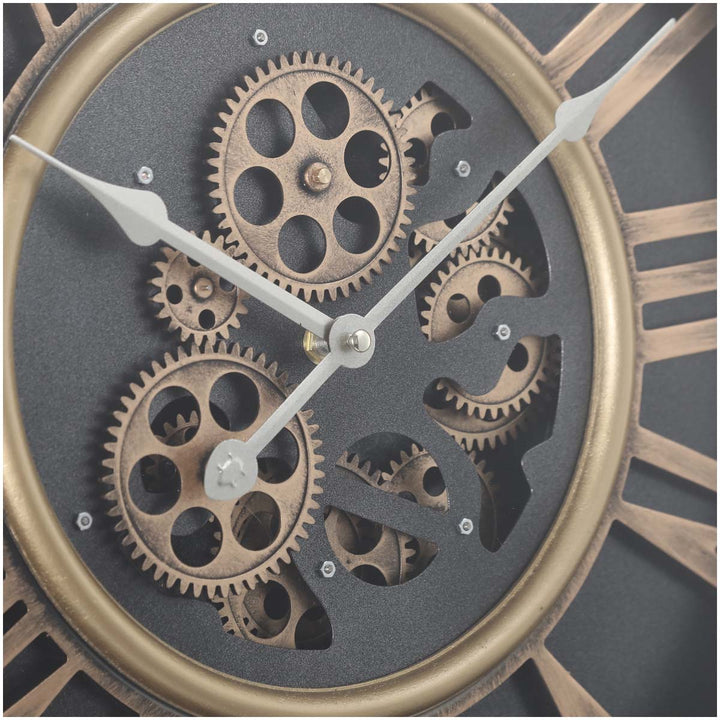 Chilli Decor William Black Bronze Metal Moving Gears Wall Clock 52cm TQ-Y672 3