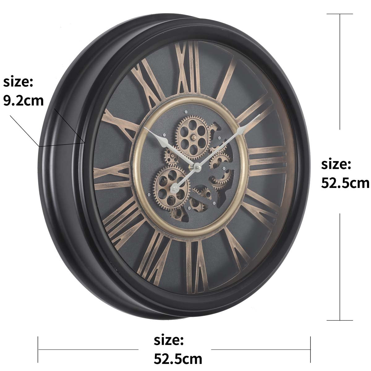 Buy William Black Bronze Metal Moving Gears Wall Clock 52cm – Oh