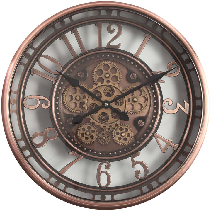 Chilli Decor Windsor Industrial Copper Wash Iron Moving Gears Wall Clock 55cm TQ-Y693 3